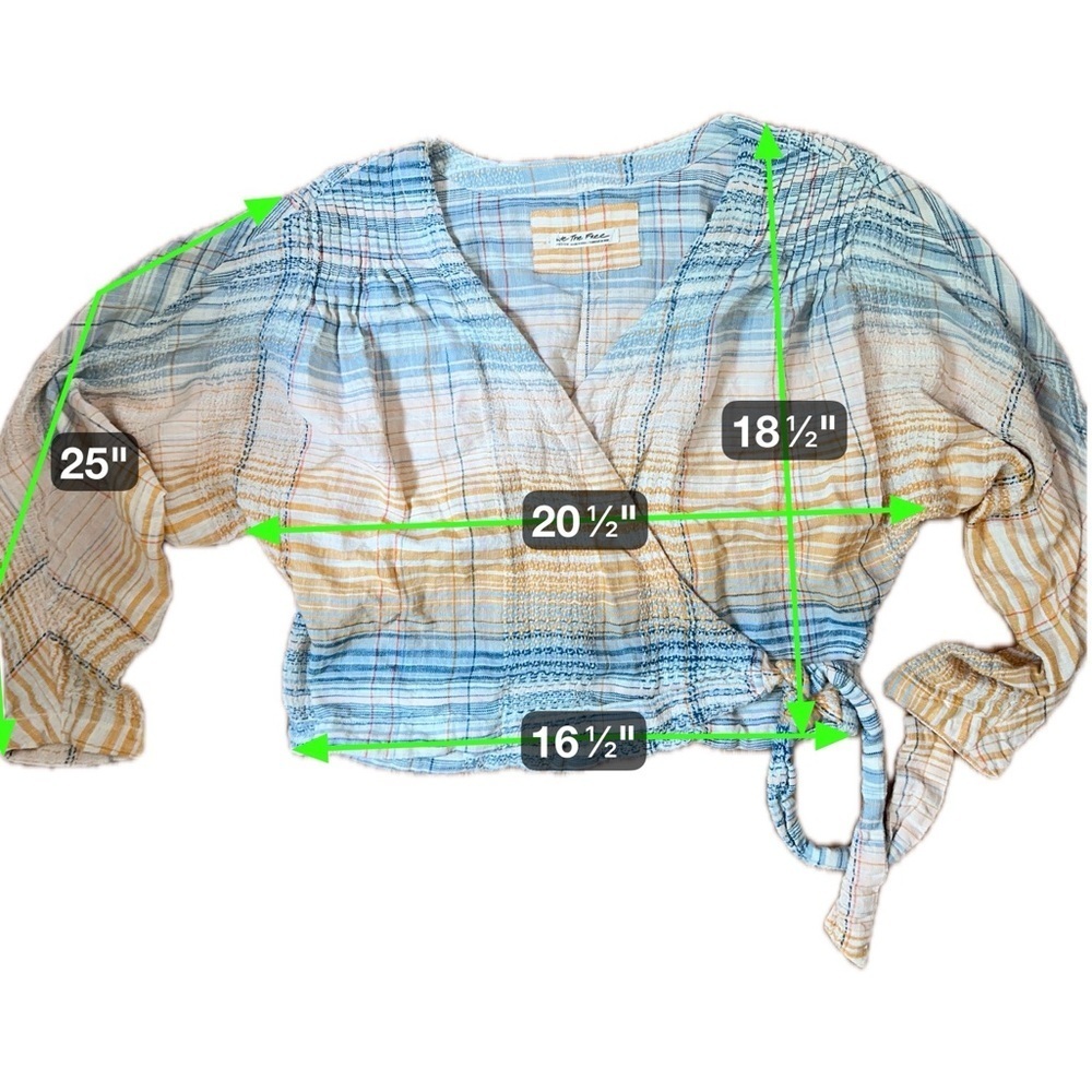 Free People Plaid Boho Crop Blouse Size M - Picture 15 of 16